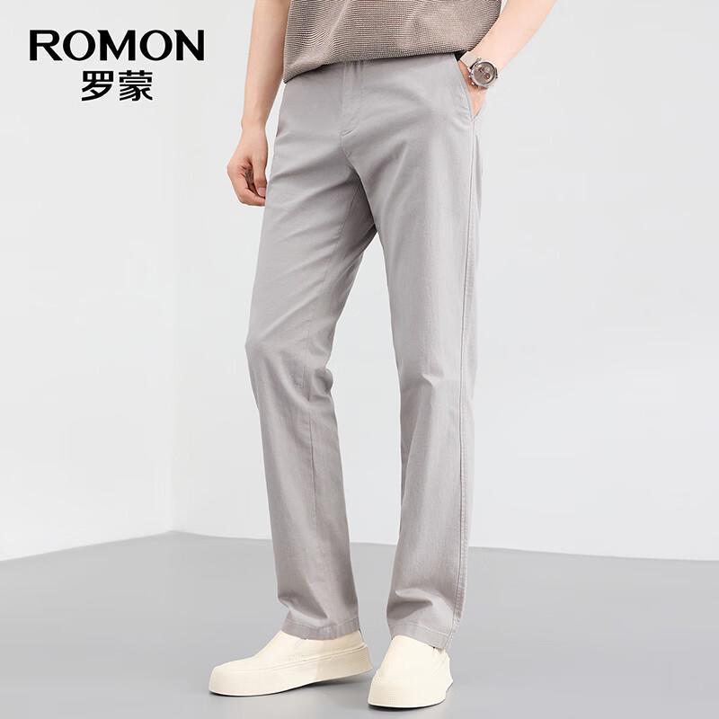 ROMON Мужские брюки прямого кроя из смесовой льняной ткани в стиле business casual