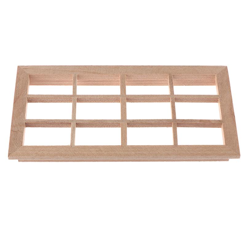 1:12 Dollhouse Miniature Wooden 12-Pane Window Frame Model Accessories Toys