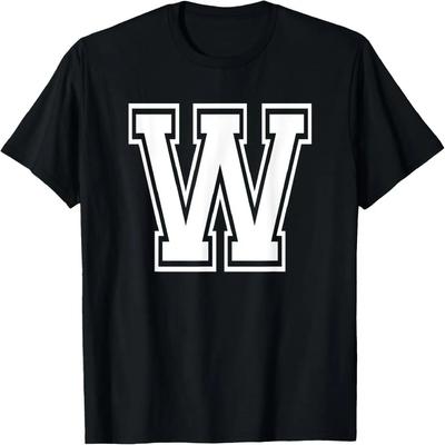 Футболка с монограммой из varsity-алфавита, инициалом имени W
