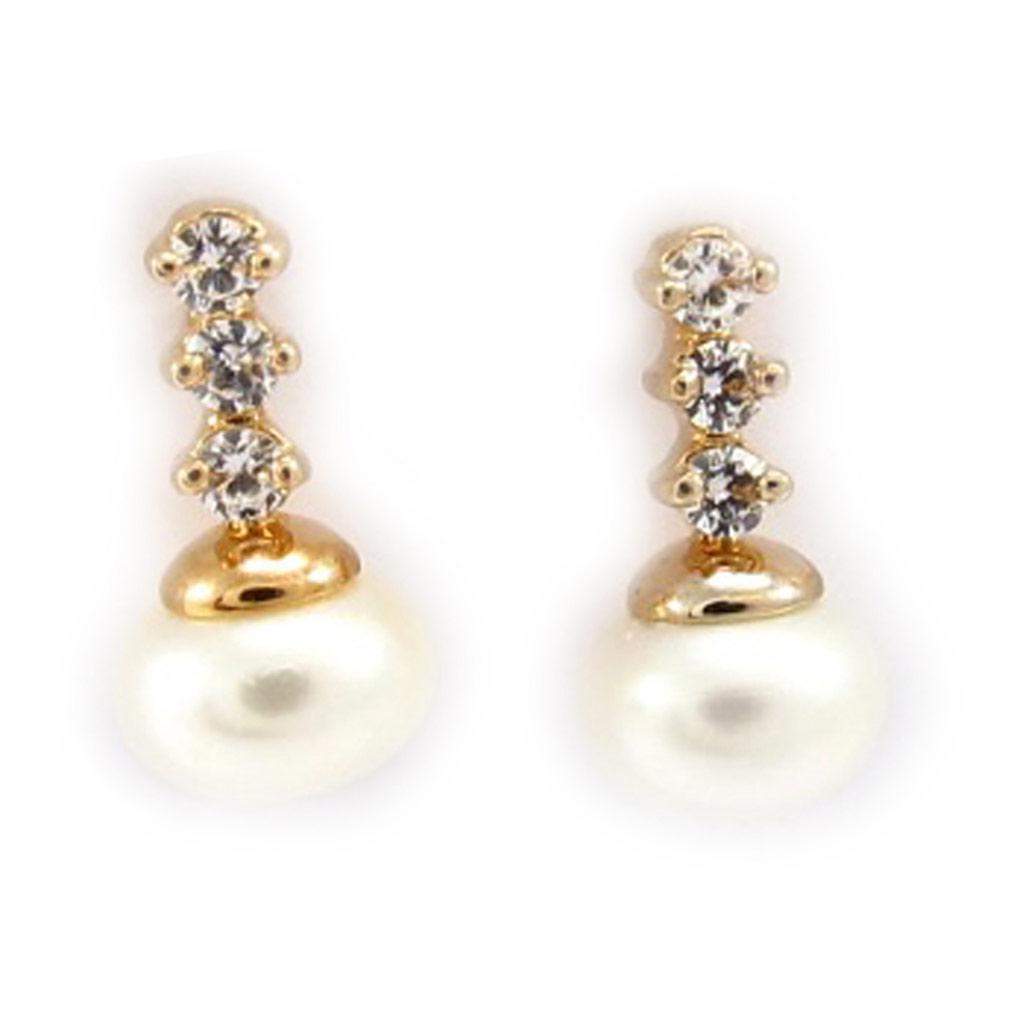 Les Trésors De Lily [K5149] - Gold Plated Earrings 'Sissi' White Gold - 15x8 Mm