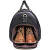 New Leather Weekender Bag with Shoe Compartment,Classic Mens Leather Travel Duffel Overnight Bag YKK Zipper (Black)