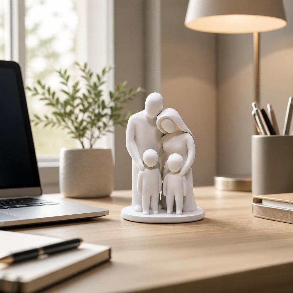 Home Ornament Family Hugging Figurine Family Of Three 4 Persons Figurine Office Room