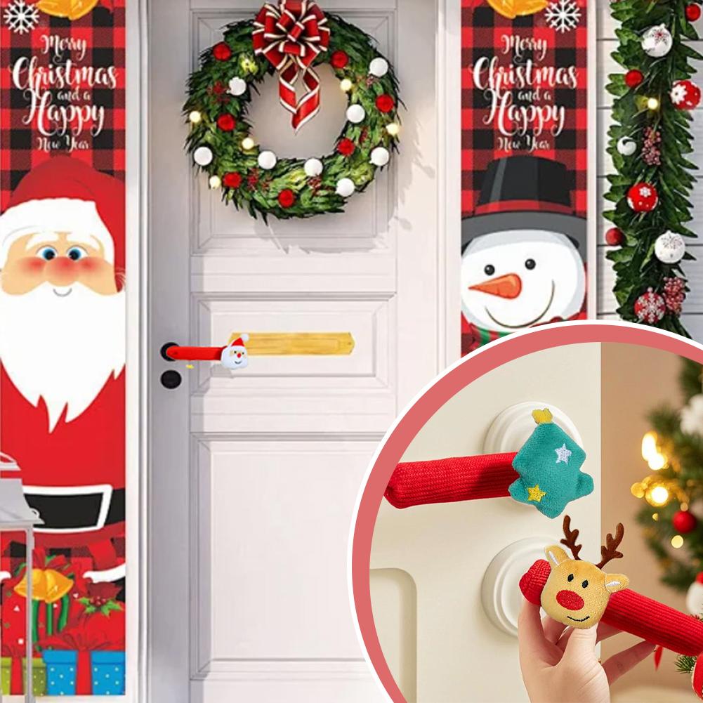 Рождественский ornament на ручку двери Санта-Клаус Чехлы на ручку двери Рождественские подарки для семьи Праздничные аксессуары Рождественское украшение