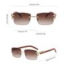 Rimless Rectangle Sun Glasses Fashion Vintage Gradient Ocean Lenses Women Sunglasses Trendy Luxury Brand Design Shades