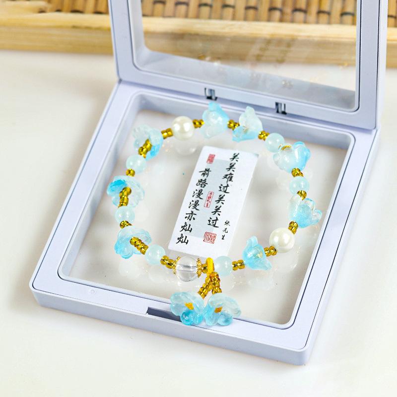 Colorful crystal orchid bead bracelet and bamboo joint bracelet accessory
