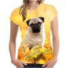 Модные футболки с принтом мопса, собаки и животных, 3D-принт, женская уличная одежда, повседневная футболка Y2k с коротким рукавом, футболка с круглым вырезом, футболки больших размеров, топы, одежда