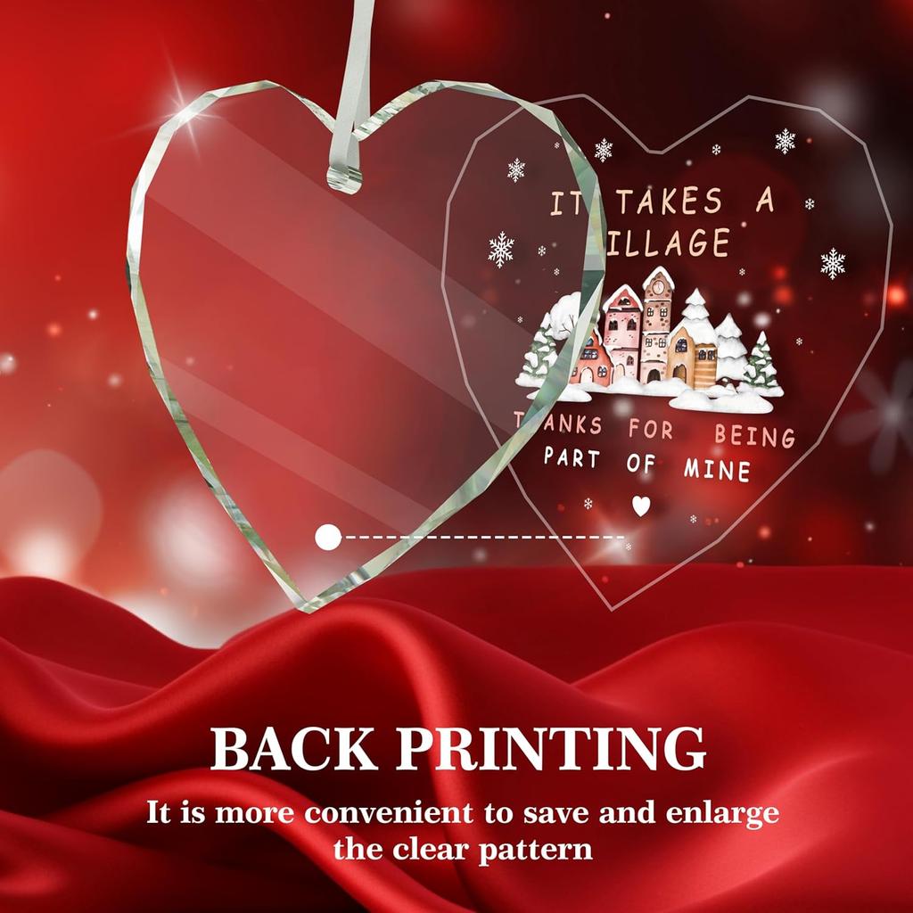 Thank You Gifts for Women Men, It Takes a Village Glass Ornament, Xmas Gifts for Boss Daycare Provider Teacher Babysitter Friends Boss - DP02