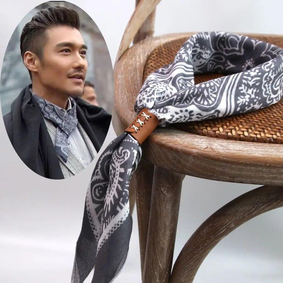 Cotton and Linen Men's Artistic Retro Scarf Korean Spring Autumn Winter Scarf Hip Hop Street Style Scarf Small Square Towel