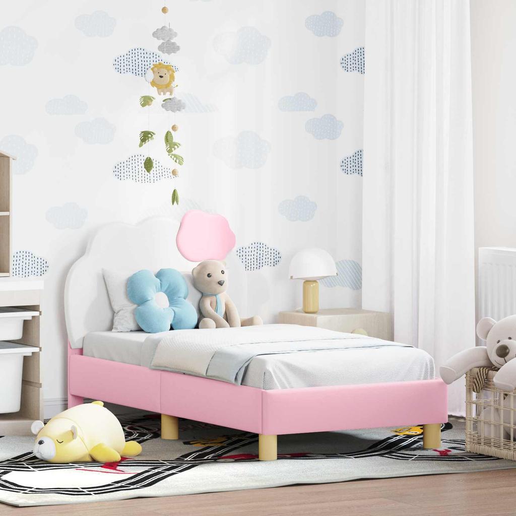 Kids Bed Frame with Headboard Pink 70 x 140 cm PU