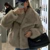 Женское осенне-зимнее пальто из искусственного меха, плюшевая пушистая женская куртка, новинка в верхней одежде, белое, красное, серое, черное, пальто из шерстяных смесей