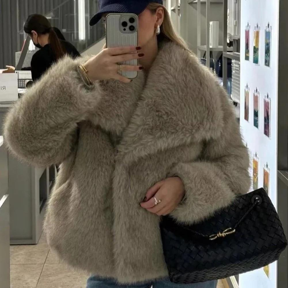 Женское осенне-зимнее пальто из искусственного меха, плюшевая пушистая женская куртка, новинка в верхней одежде, белое, красное, серое, черное, пальто из шерстяных смесей