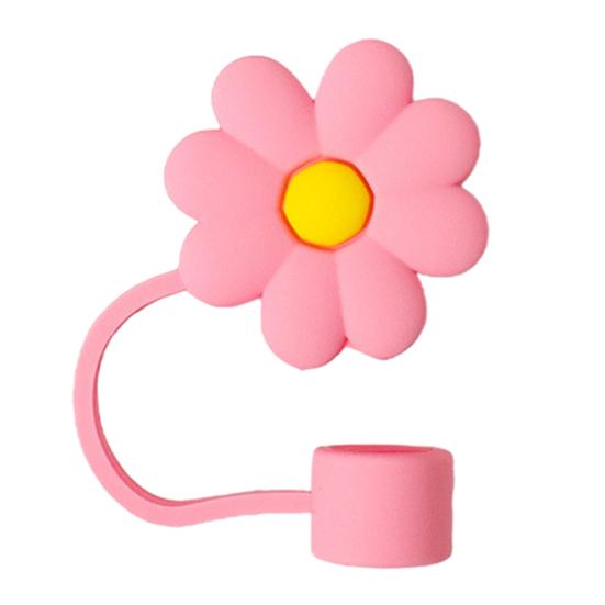 9Pcs Cute Floral Straw Sleeves with Durable Silicone Plugs Deform-resistant Break-resistant Colorful Straw Covers
