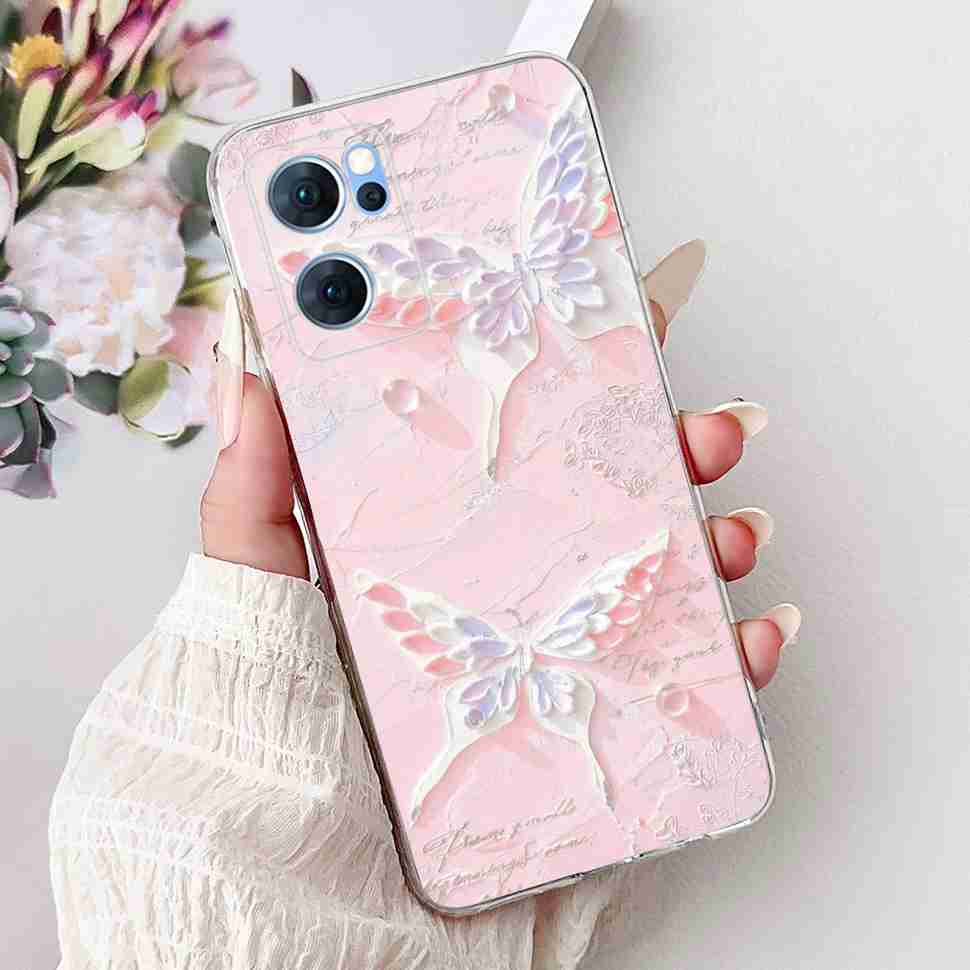 Чехол для Oppo Reno7 5G Милый Кот Цветок Расписная Крышка Мягкие Fundas Чехол для Телефона Для Oppo Find X5 FindX5 Lite Reno 7 5G Задняя Крышка