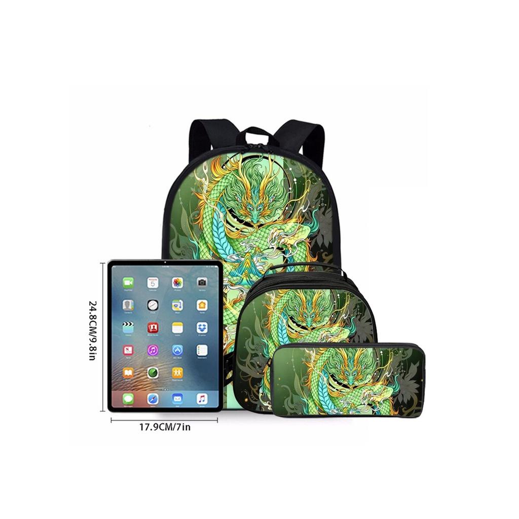 Китайский Божественный Дракон Набор из трех предметов Рюкзаки для Мальчиков/Девочек Лучшие Подарки 2D Мультяшный Водонепроницаемый Школьный Рюкзак для Детей