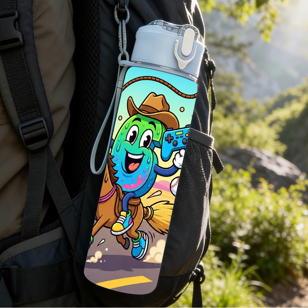 1PC Six Seven Street Cartoon Character Pattern 750ml Color Plastic Sports Water Bottle Leakproof Flip Straw Lid Suitable for Sports Office Home Use