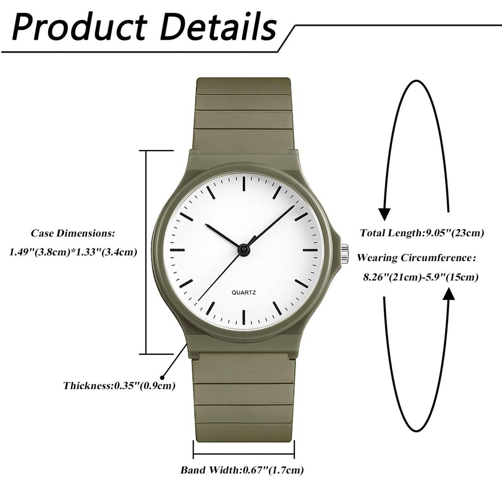 Watch Silicone Analog Display Cute Simple Stylish Rubber Watch Quartz Clock Commuting To Work or School Girls Boys Men Women Fashion Accessories