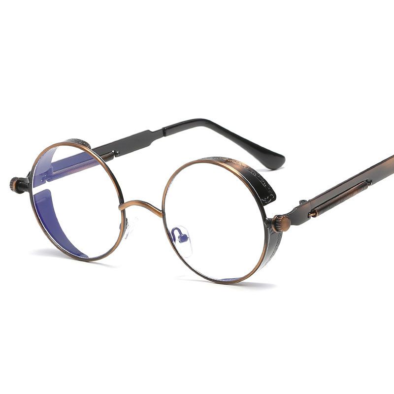 Винтажные круглые солнцезащитные очки в стиле стимпанк с зеркальными линзами и металлической оправой