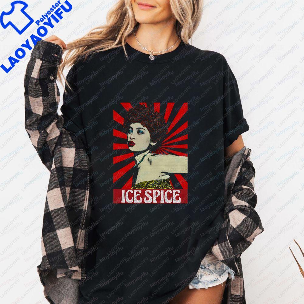 Ice Spice Summer Trend ShortSleeved Unisexs and WoUnisexs Universal Pattern LargeSized Comfortable TShirt