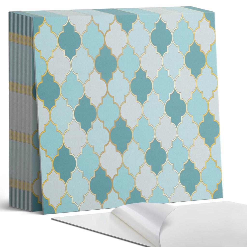 Self-adhesive Vinyl Decorative Tiles with Printed Pattern with Wavy Shapes 20x20x20 cm