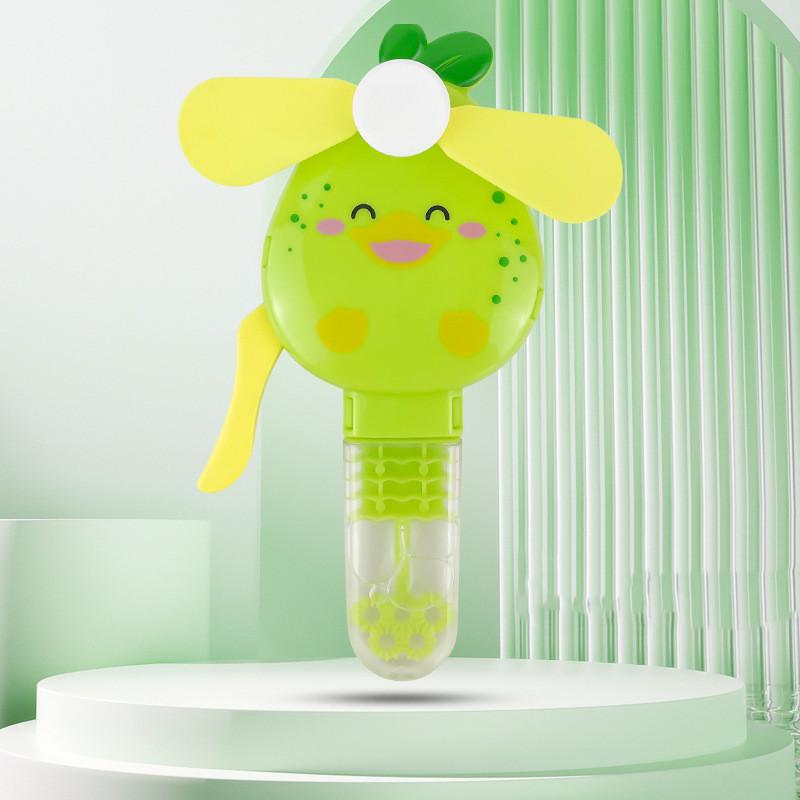 1 шт., креативный милый мультяшный фруктовый ручной вентилятор, создатель пузырей, 2 в 1, летний уличный портативный детский мини-пластиковый ручной вентилятор, игрушка