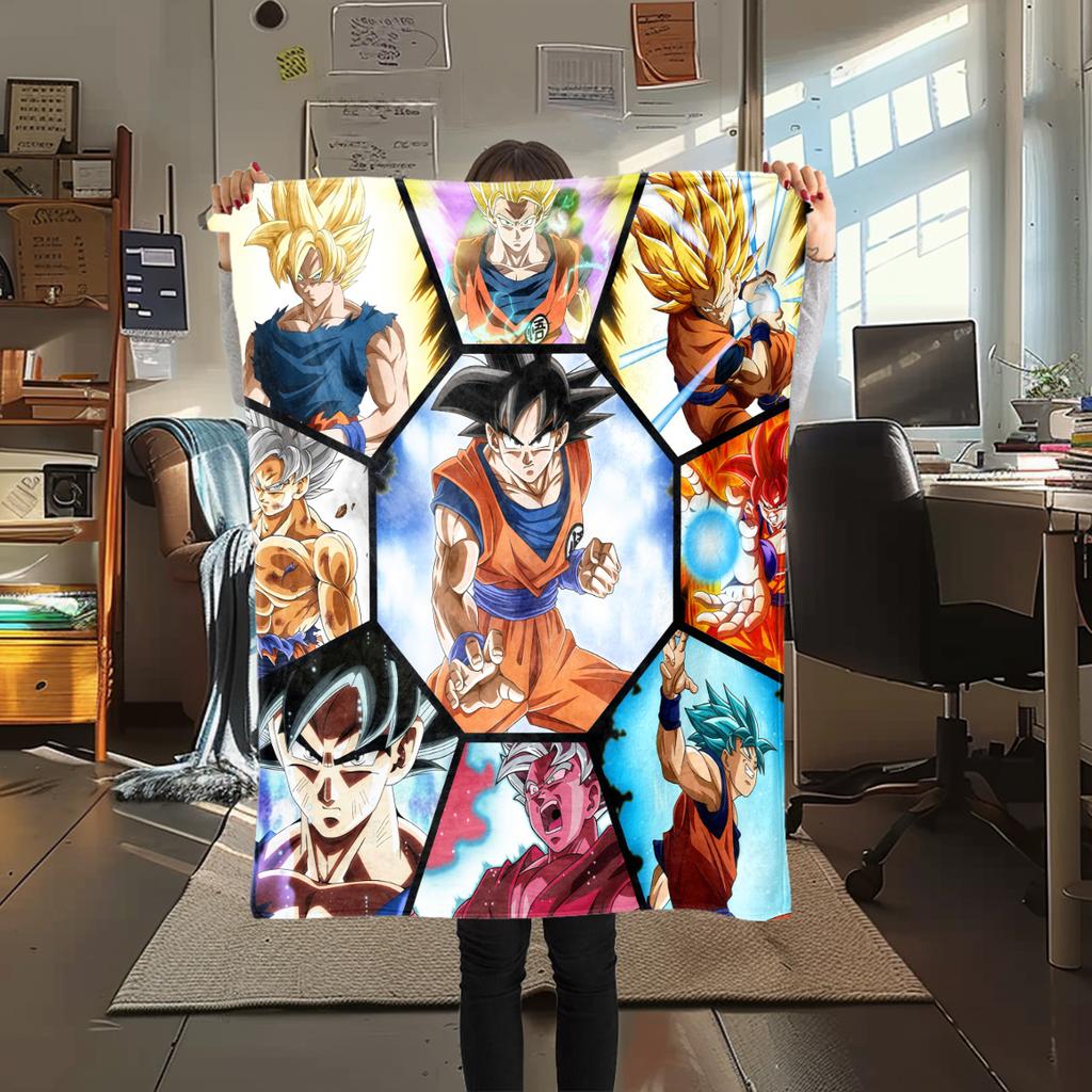 1 шт. Плед из фланели с принтом DRAGON BALL, Высокое качество, Для всех сезонов, Декор для дома, Тепло и Уют, Идеально для Рождественских подарков