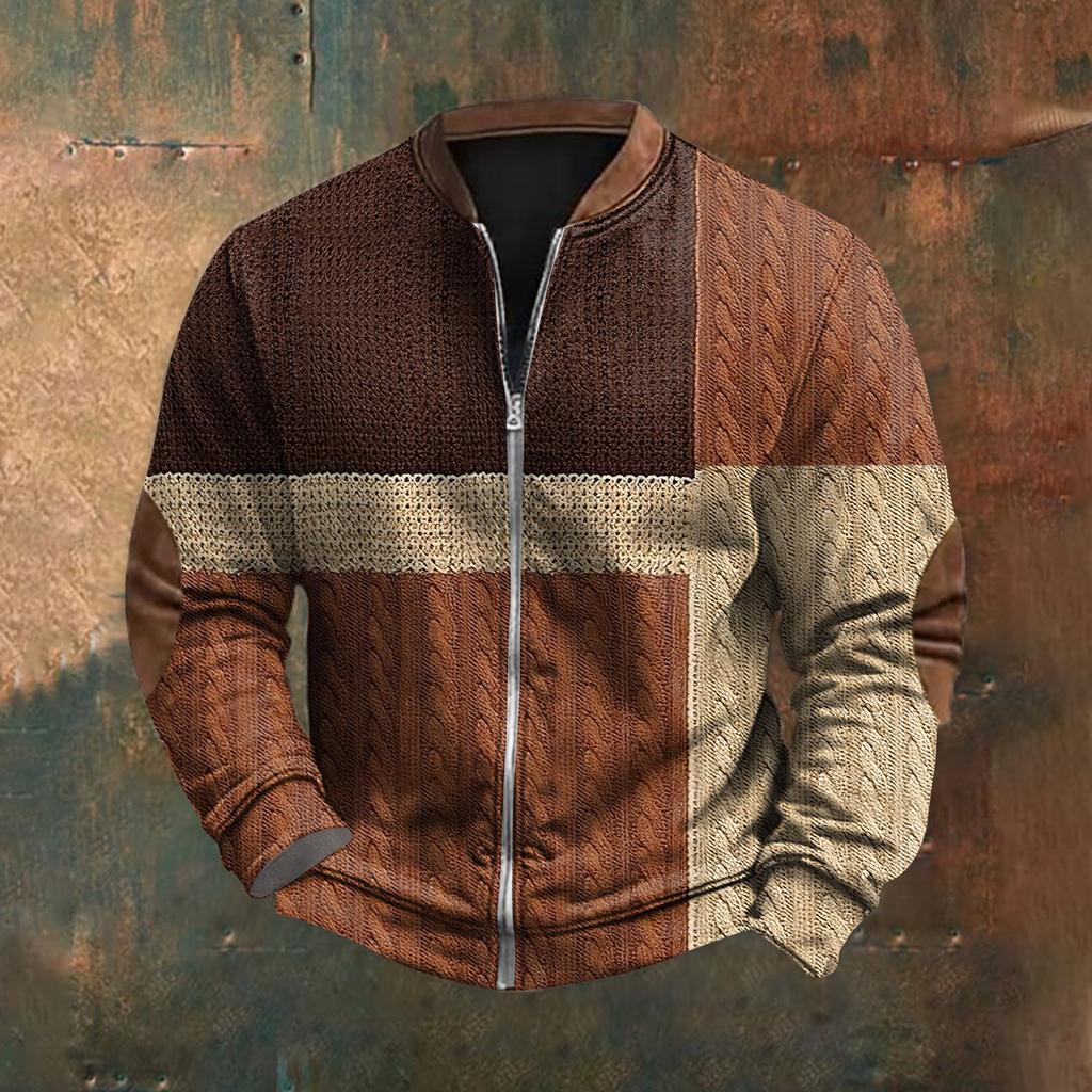 Мужская повседневная толстовка в стиле ретро с градиентным принтом