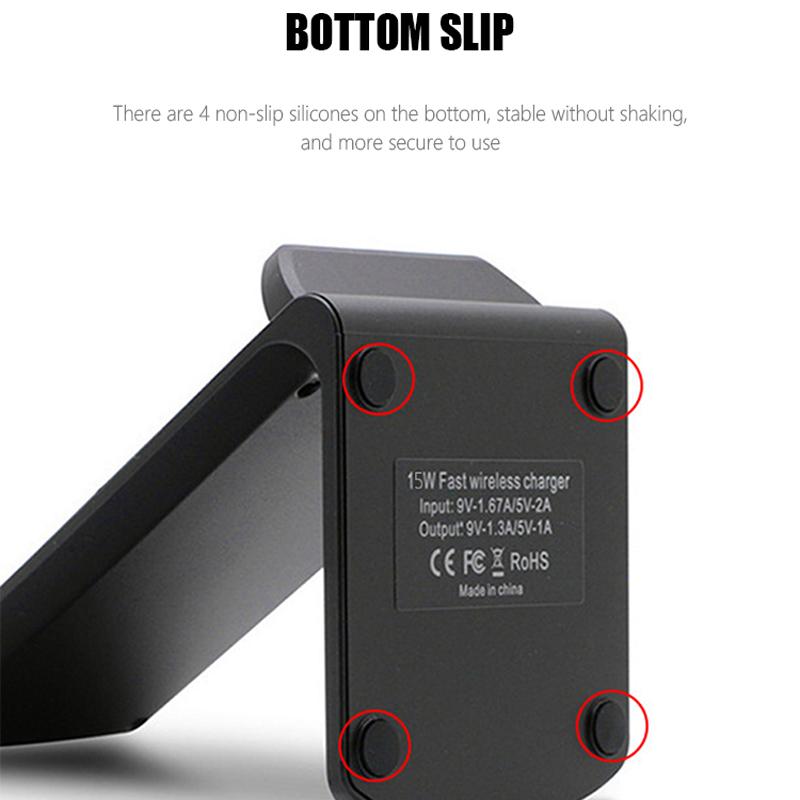 15W Fast Wireless Charger For iPhone 14 13 12 11 ProMax X XS Samsung S21 S20 S10 Note 20  Xiaomi 9 10 Phone Charging Stand