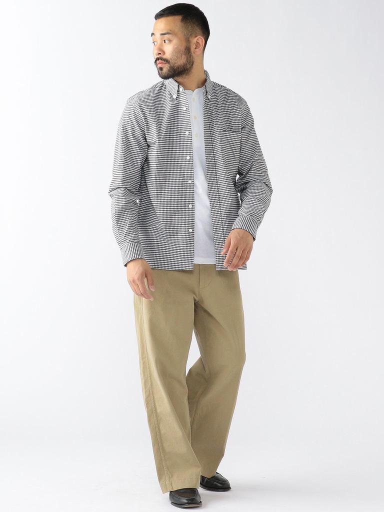 Рубашка Oxford Gingham Check Shirt Button Down Shirt BLACK S 38110077139 [Beams Plus] L/S Мужская