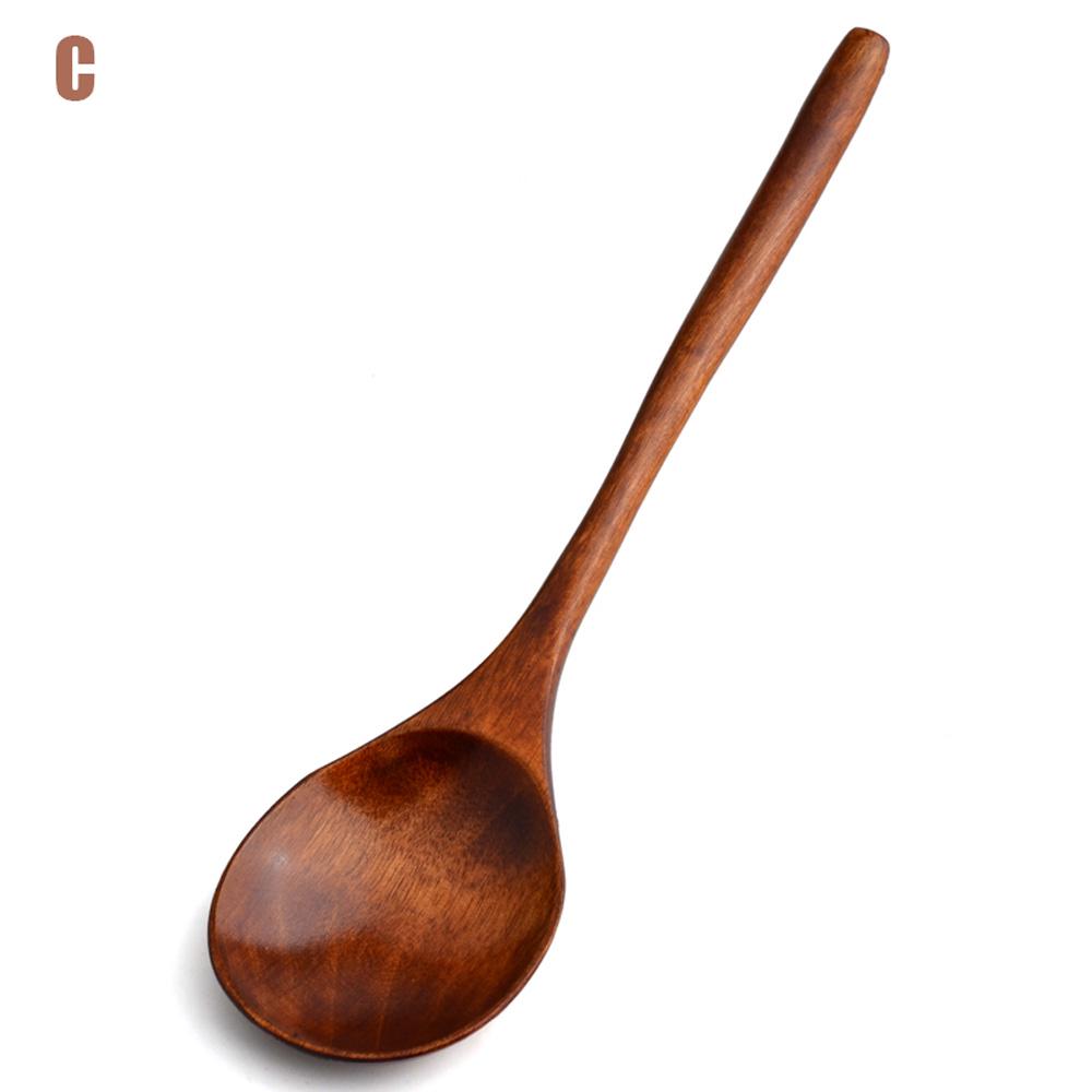 Round Spoon Head Coffee Dessert Ice Cream Kitchen Utensils Soup Spoon Wooden Spoon Tableware