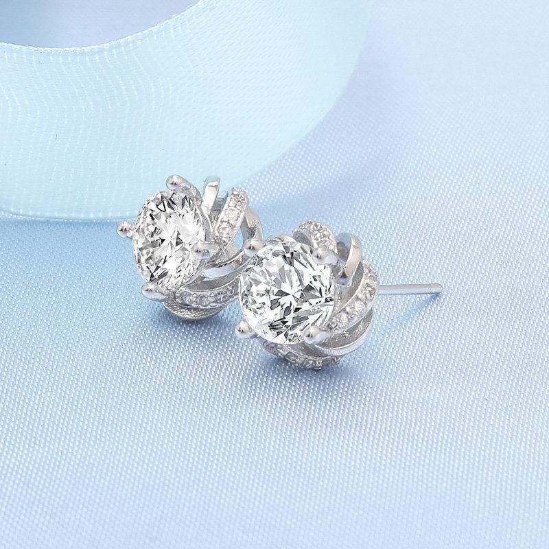 925 Silver Women Hoop Earrings Fashion Pendientes Gift for Female Girl Sparkling Pave CZ U Heart Shape Star Moon Earring E1258