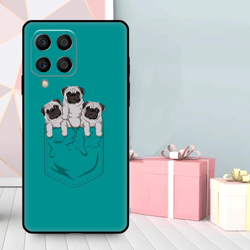 Смешной мультяшный чехол с мопсом для Samsung Galaxy M06 M11 M31 M14 M34 M54 M12 M32 M52 M15 M13 M16 M36 M56 M53 M35 M55