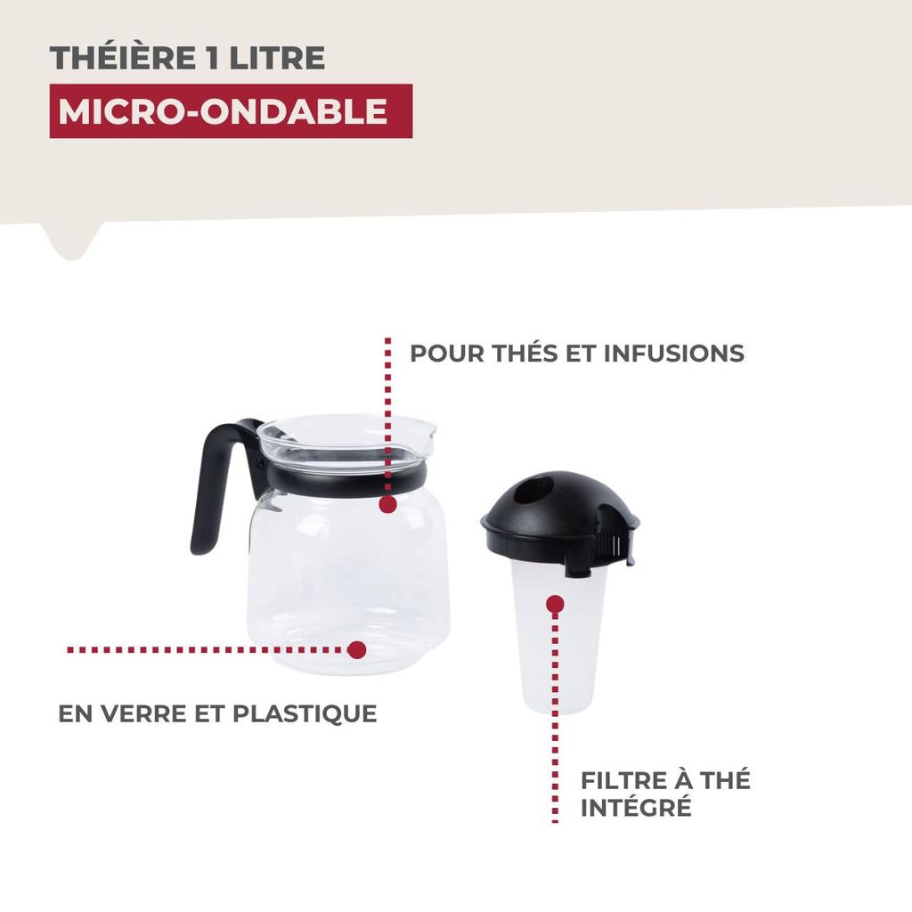 Чайник Fackelmann 1 литр, пригодный для использования в микроволновой печи, арт.. 2061150