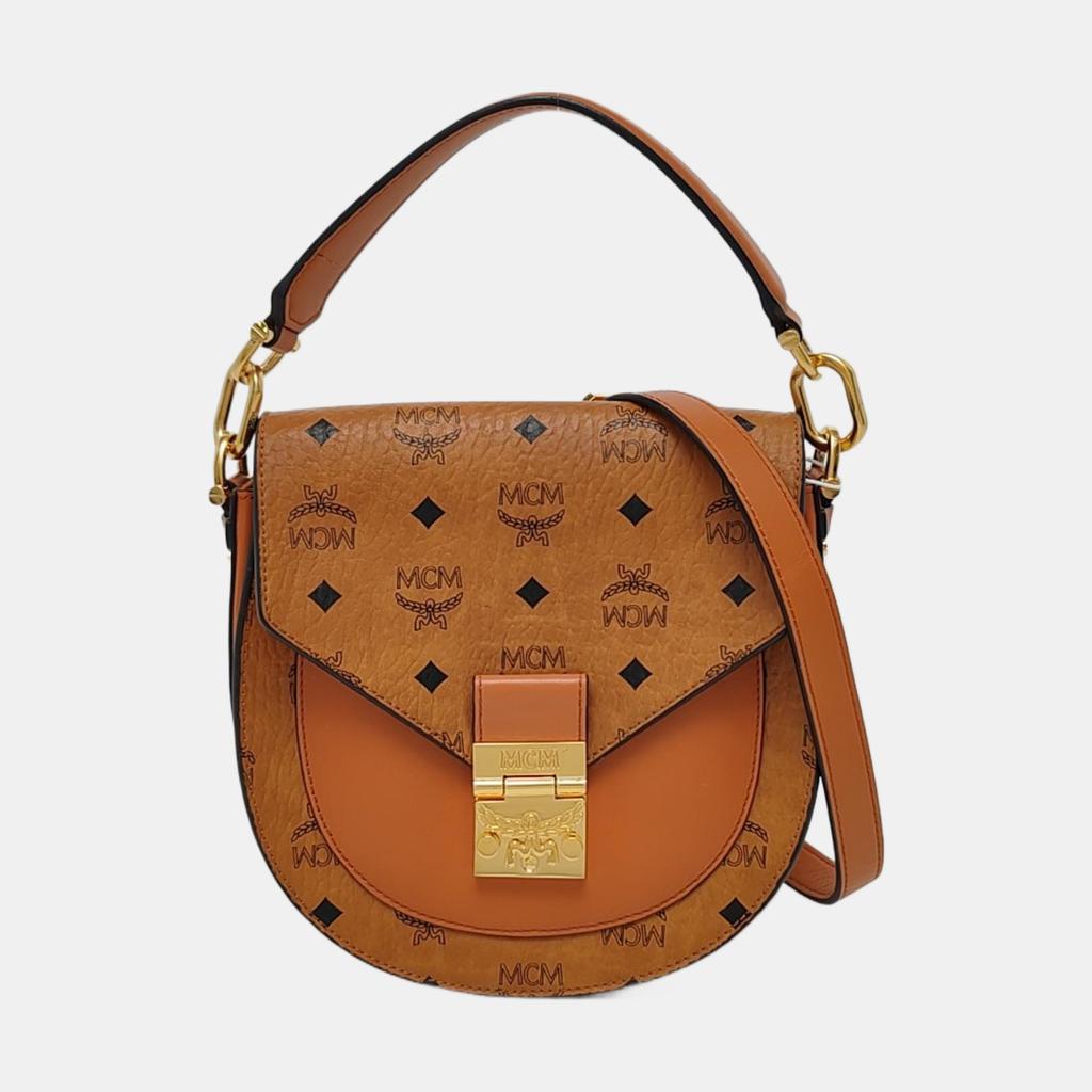 [Pre-Owned] Patricia Visetos Letter Logo Leather Saddle Bag - Very Good #KRTW1D