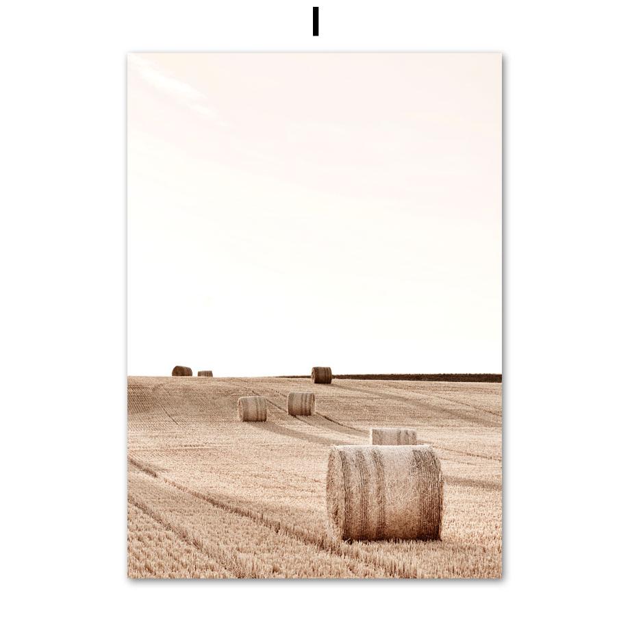 Бежевый Озерная Ферма Лодка Одуванчик Бохо Абстрактные Линии Плакаты И Принты Холст Искусство Настенное Украшение Дома Картины Для Гостиной