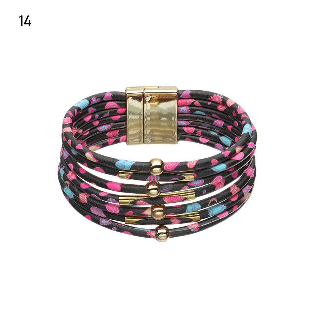Retro Elegant Women Wrist Bands Leopard Leather Bracelets Multilayer Bangles Wide Wrap Bracelet