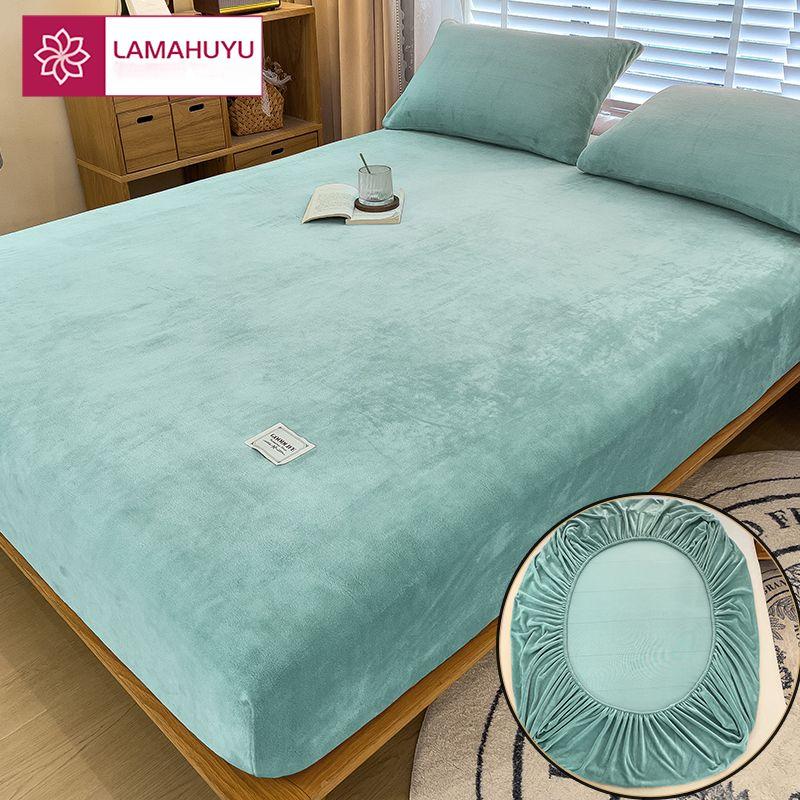 Теплая фланелевая простыня на резинке для односпальной/двуспальной кровати. Очень мягкий, теплый защитный чехол, приятный для кожи наматрасник.