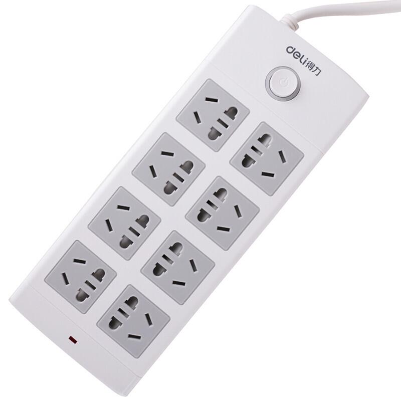 Deli 18212 8-Outlet Power Strip with Overload Protection, 5M (2-Pack) CN plug (adapter included)