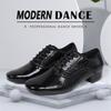 Men's Ballroom Dance Shoes Black Leather Sole Tango Salsa Latin Character Shoe Outdoor