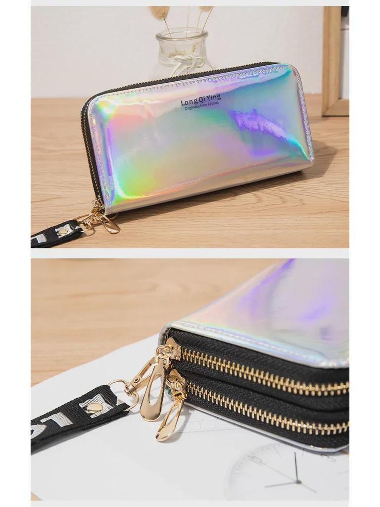 Новый стильный женский кошелек с двойной молнией Laser - вместительный клатч и мягкий кошелек для монет