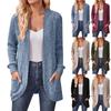 Women Ladies Solid Color Long Sleeve Length Cardigan Sweater Coat Top