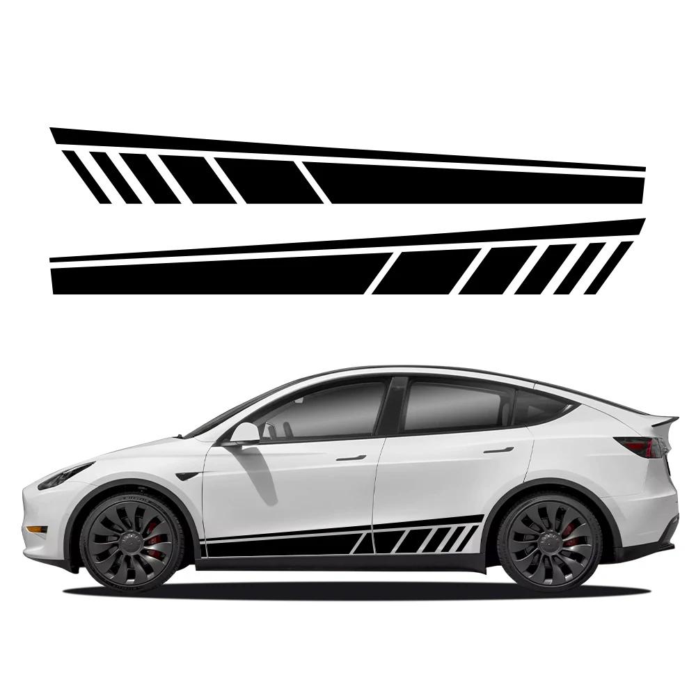 2 шт. Боковые наклейки на двери автомобиля для Tesla Model Y, водонепроницаемая виниловая пленка, Автомобильные наклейки для декора и стайлинга, Аксессуары для автомобиля, Внешний вид