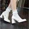 Retro Mary Jane Shoes for Women Square Head Thick Heel Black Versatile High Heels French Single Shoes Spring Summer Autumn