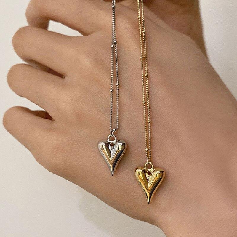 925 Sterling Silver Love Heart Necklace for Women Clavicle Chain Gold Silver Necklaces Party Jewelry Gifts
