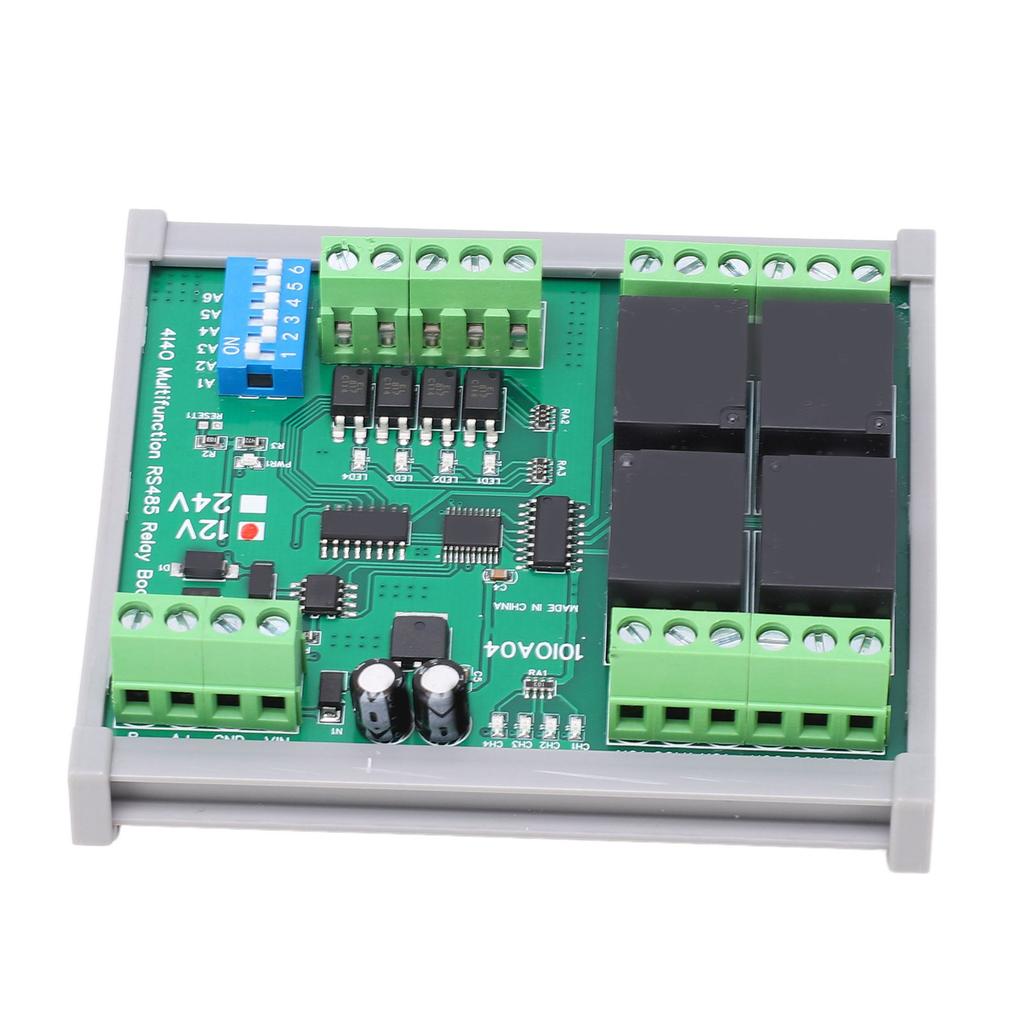 Модуль реле RS485, 4-канальный релейный модуль управления, плата с функцией аппаратного сброса, DC12V