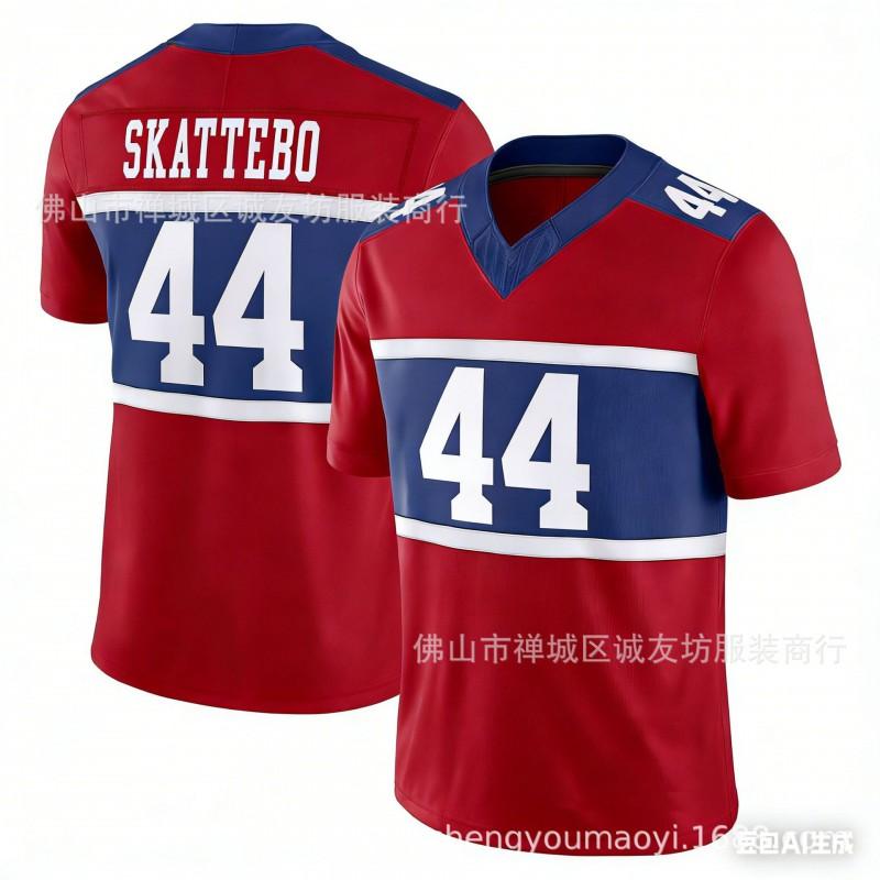 3rd Gen Embroidered Football Jersey Mens Retro Red Giants 44 Skattebo Athletic Shirt