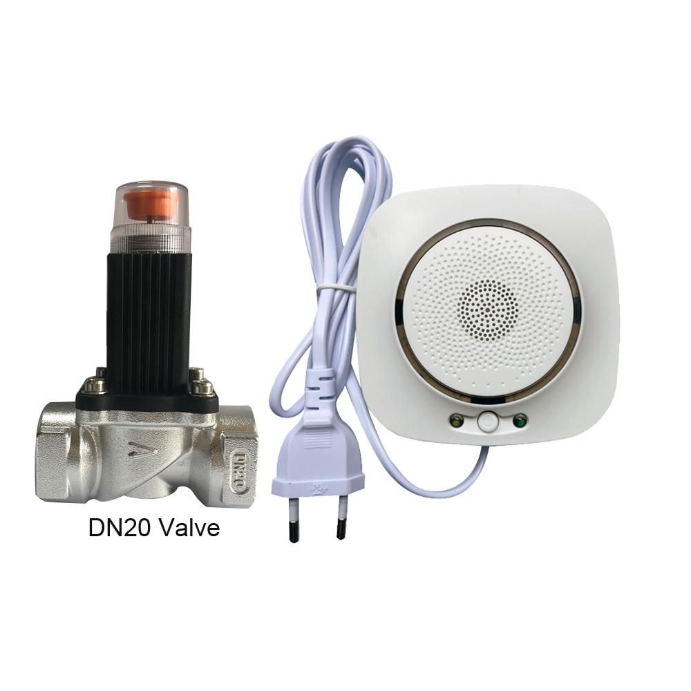 90-220Vac EU Plug WIFI Natural Gas Detector Tuya APP Push Message Coal Gas Sensor LPG Alarm NC/NO Relay Shut Off DN10/15 Valve