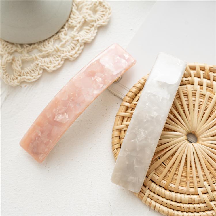 Tortoise Shell Pattern Curved Hair Barrette High Gloss Surface Mottled Texture Professional Elegant Side Pin Styling Accessory
