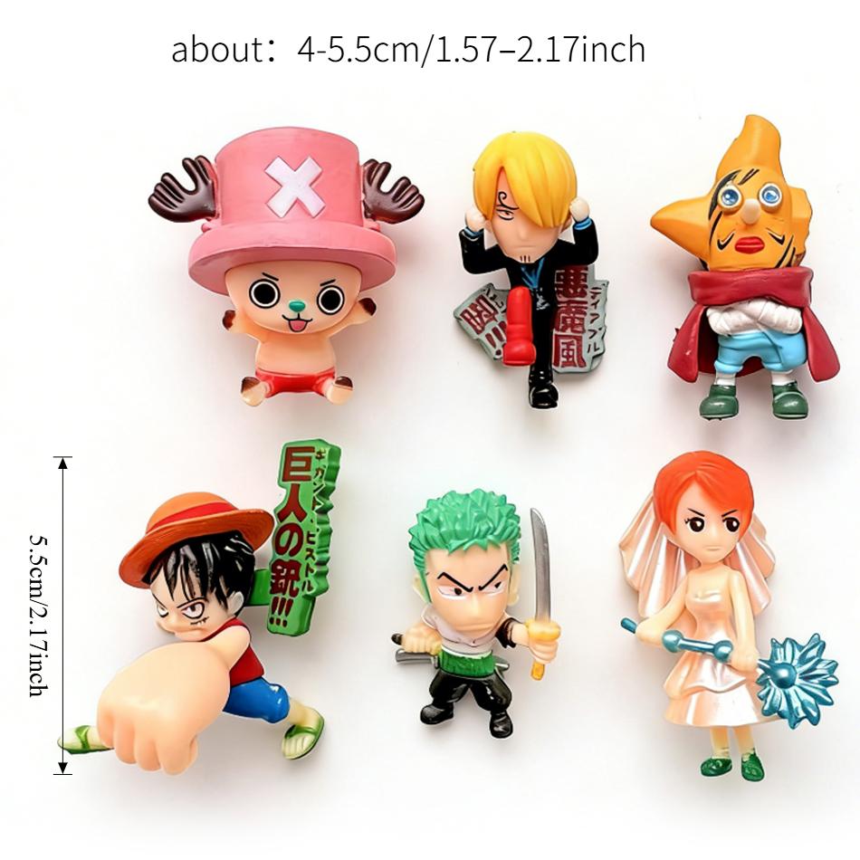 Popular  6Pcs Q Version Small Monkey D Luffy Nami Roronoa Zoro Chopper Usopp Sanji Pvc Action Figures Collectible Model Toys
