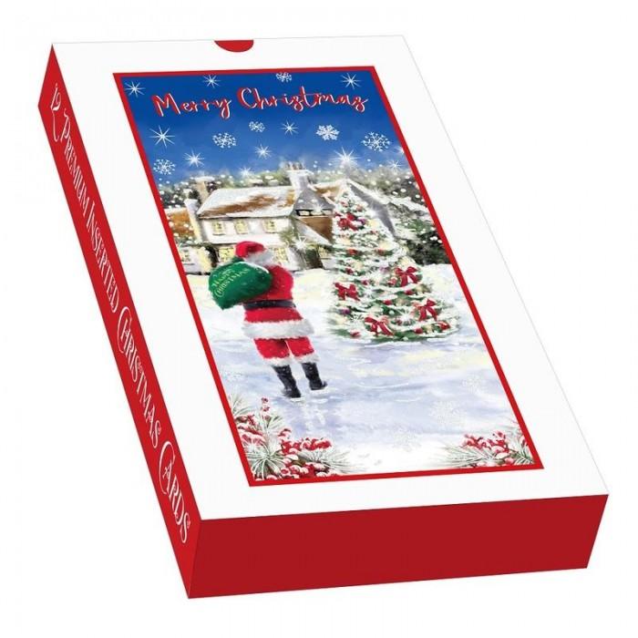Out Of The Blue SantaÂ´s Visit Slim Christmas Card (Pack of 12)