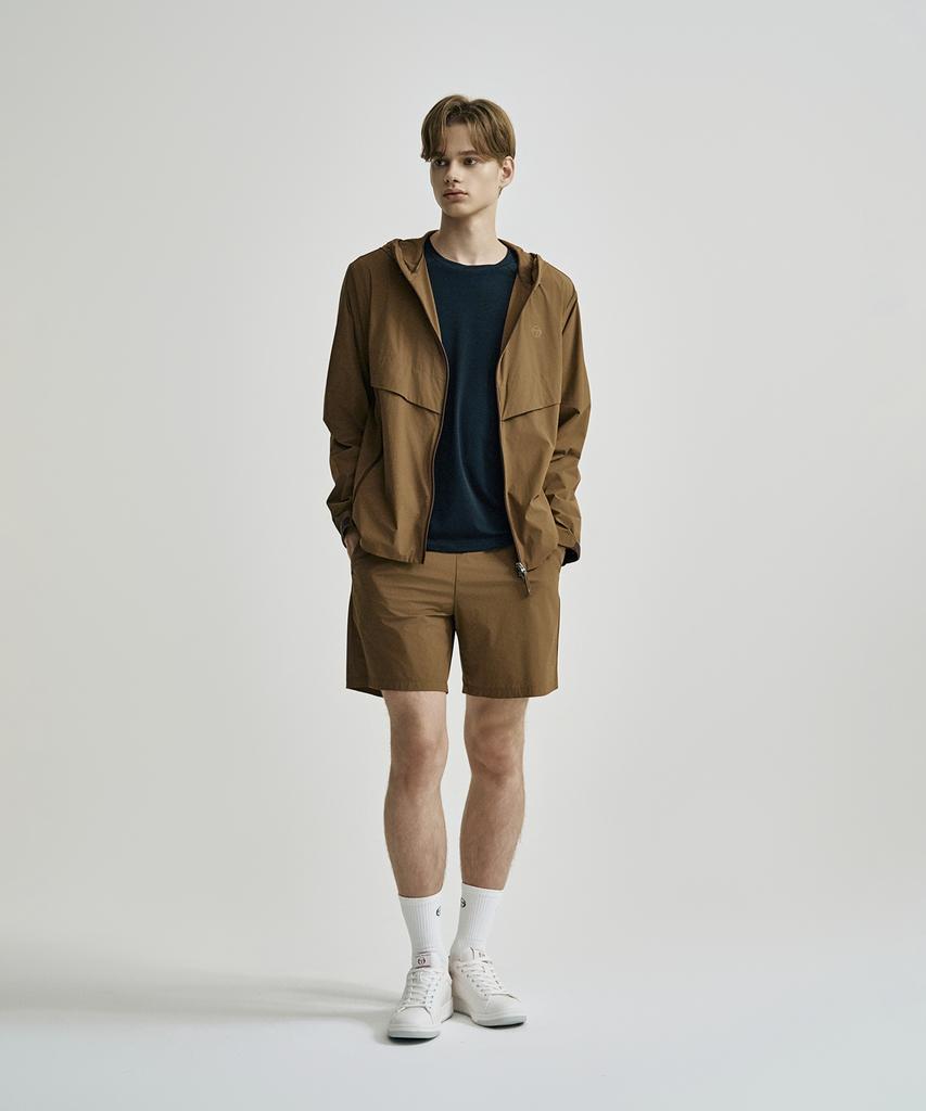 Мужская тканая куртка с вентиляцией и капюшоном Sergio Tacchini (коричневый)
